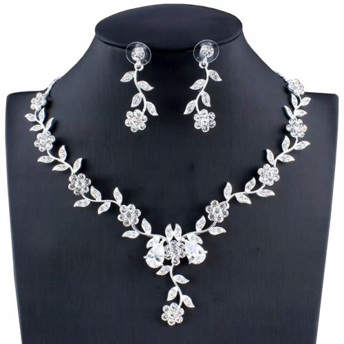  Silber SET Halskette, Zirkonia Ohrringe, Halskette