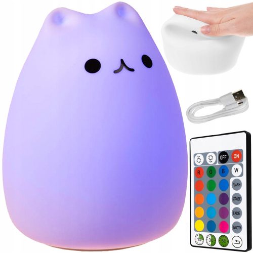  LED-Nachtlampe für Kinder, Katze, RGB + Fernbedienung