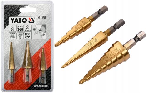 YATO-SET AUS 3 KONISCHEN STUFENBOHRERN