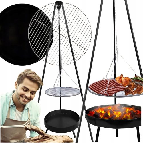  Gartengrill zum Aufhängen, Dreibein, Kamin, Kohle, stabil, starkes Lagerfeuer, 5