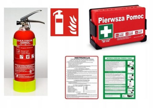 Arbeitsschutz-Set für Unternehmen, Erste-Hilfe-Set, 2-kg-Feuerlöscher, Schilder
