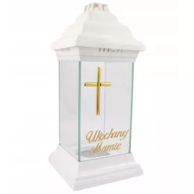  Weiße Glaskerze mit Kreuz für die Mutter zum Muttertag