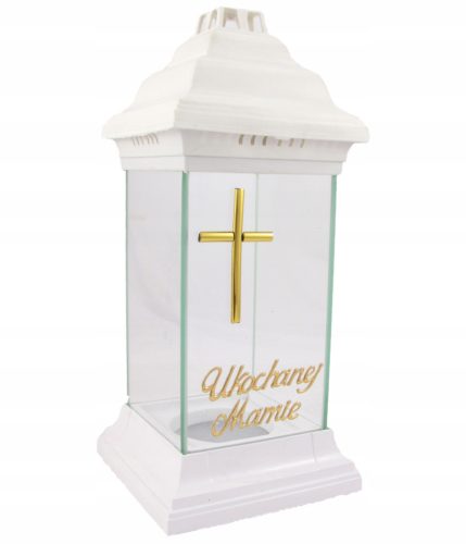  Weiße Glaskerze mit Kreuz für die Mutter zum Muttertag
