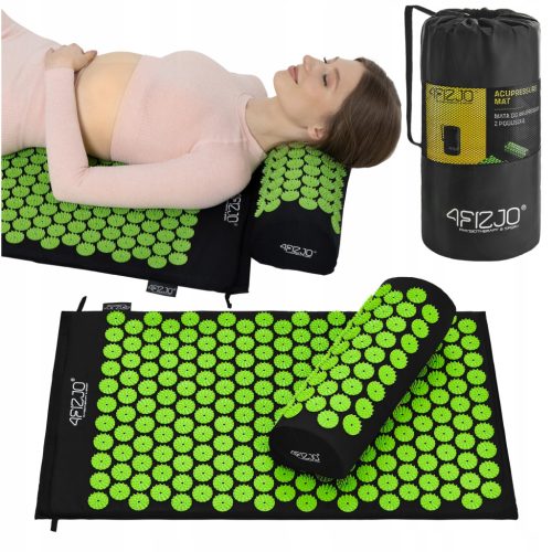  4FIZJO Massagematte, 4fizjo Akupressurmatte mit Spikes, grünes Kissen