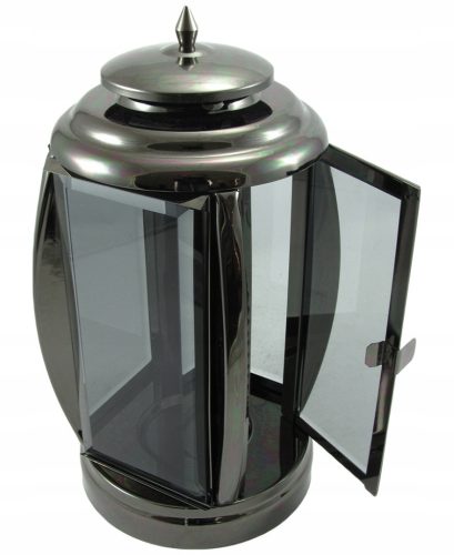  Grabkerze aus Edelstahl, schweres Glas, modern