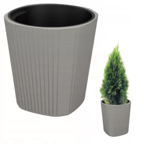    Lamela-Blumentopf, 39 cm x 39 x 40 cm, Durchmesser 39 cm, Kunststoff in den Farben Grau und Silber