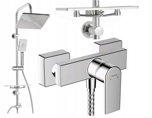 Invena Nyks Aufputz-Duschset + Hansgrohe Vernis Shape Chrom-Duscharmatur