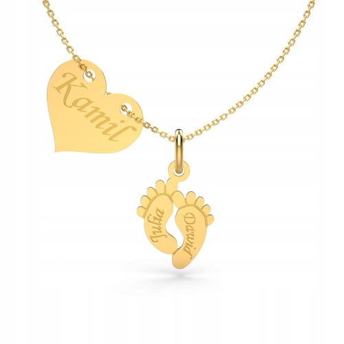  Goldene Promi-Herz-Füße-Halskette für Mama