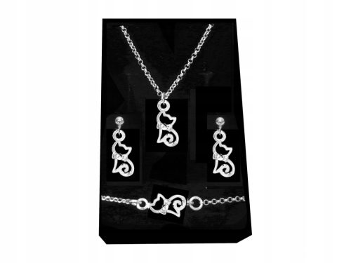  SILBERNES KATZENSET MIT ZIRKONIA, 925er Silber