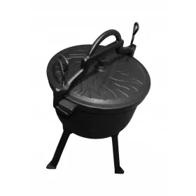   Gusseisenkessel, Ungarischer Jagdtopf, Braten fürs Lagerfeuer, Grill, 10L