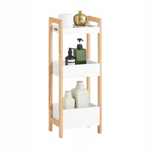 Badezimmerregale SoBuy FRG226-WN Badezimmerregal 74x28x20 cm braun und weiß