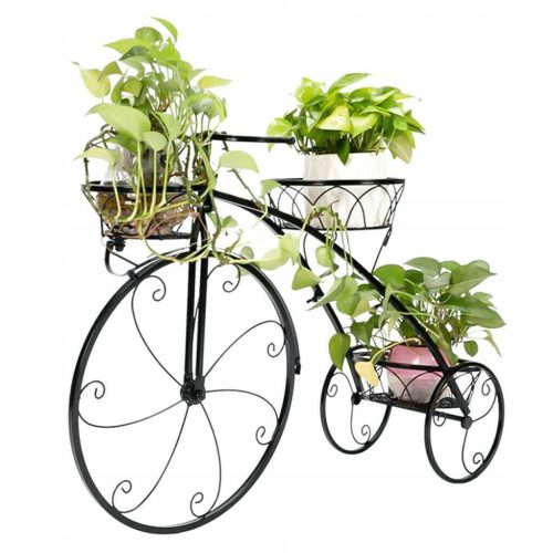 Blumenständer aus Metall, 3 Blumentöpfe, Fahrrad-Blumenständer