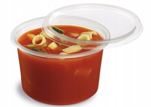 Einweggeschirr Lebensmittelbehälter + Suppendeckel 500 ml 50 Stk