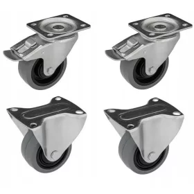 Set 100 mm 4 Stück Gummirad 600 kg Ball