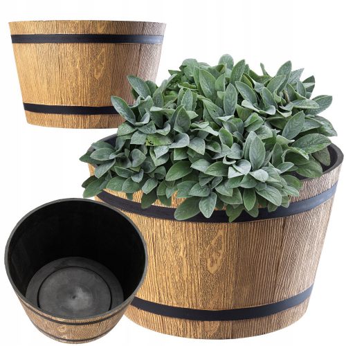  Blumentopf Kadax, 30 cm x 30 x 19 cm, Durchmesser 30 cm, Kunststoff in Braun- und Beigetönen