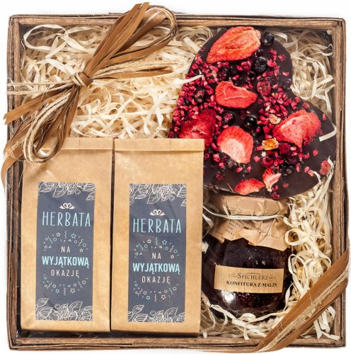  GESCHENKKORB Tee SCHOKOLADENHERZ-Set