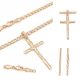  KETTE mit KREUZ, Chirurgenstahl, 18 Karat Gold