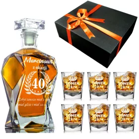  KARAFFE MIT 6 GRAVIERTEN WHISKYGLÄSERN, GESCHENK