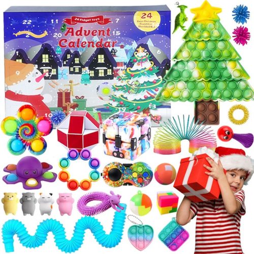  ADVENTSKALENDER-SET MIT ANTI-STRESS-SPIELZEUG FIDGET TOYS GROSSER SCHLÜSSELANHÄNGER