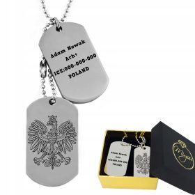  Doppelte Hundemarke aus Stahl mit Gravur