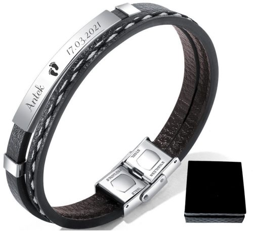  Lederarmband mit GRAVUR, Edelstahl