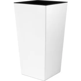    Prosperplast Blumentopf 40 cm x 40 x 75 cm Durchmesser 40 cm weißer Kunststoff + Einsatz für quadratische Töpfe IPWKS400