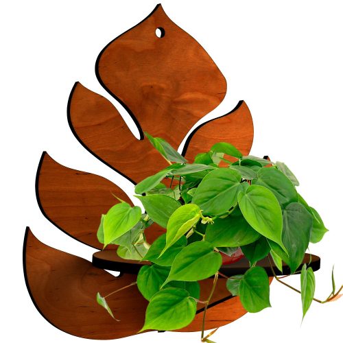 BLUMENSTÄNDER AUS HOLZ Hängender Blumenständer aus Holz LOFT an der Wand MONSTERA