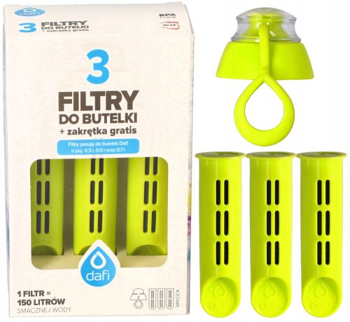  Dafi-Filtereinsatz für Soft Solid-Flasche, Limettengrün, Klicks, 3 Stk.