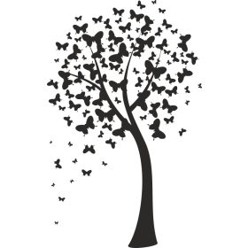   Wandtattoo Baum in Matt Schwarz ohne Hintergrund, 100x160 cm, Oracal Folie