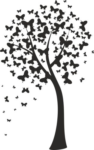 Wandtattoo Baum in Matt Schwarz ohne Hintergrund, 100x160 cm, Oracal Folie
