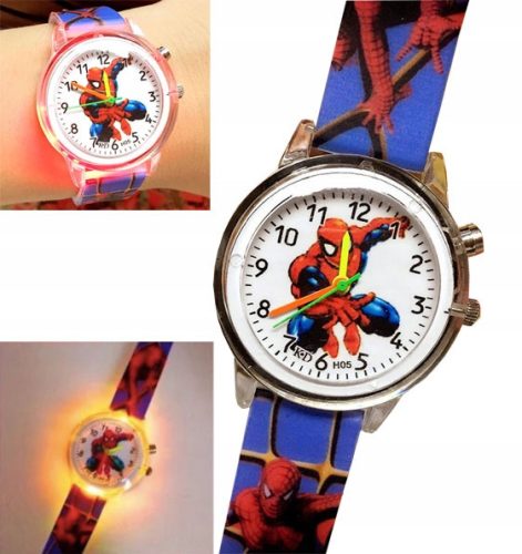  Kinderuhr für einen Jungen, Kinderuhr SPIDERMAN LED GLOWING für Jungen