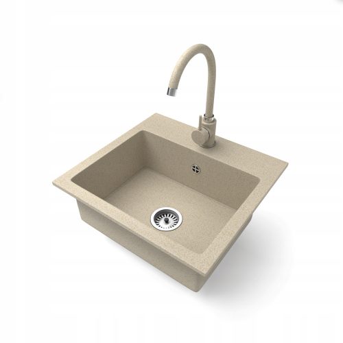 Brado DON Einbeckenspüle STEEL Wasserhahn Siphon Chromweißer Granit