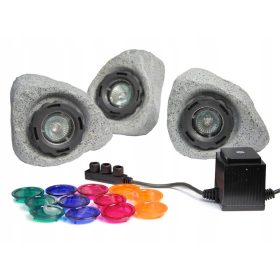  STEINLAMPEN 3X 20W GARTENTEICHBELEUCHTUNG