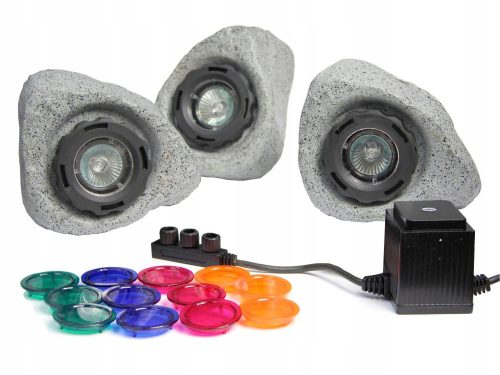  STEINLAMPEN 3X 20W GARTENTEICHBELEUCHTUNG