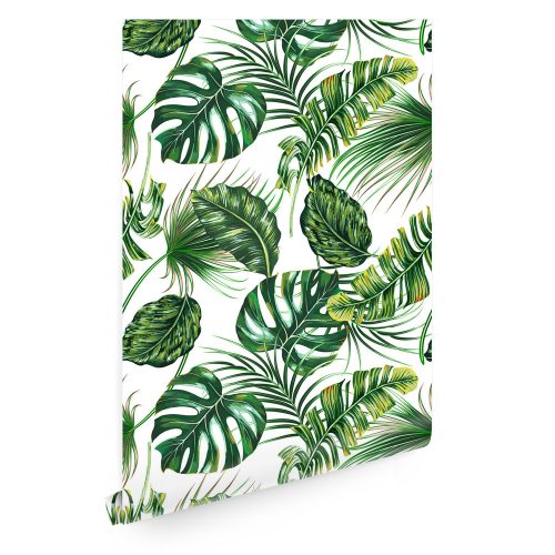 Monstera hinterlässt Schlafzimmertapete