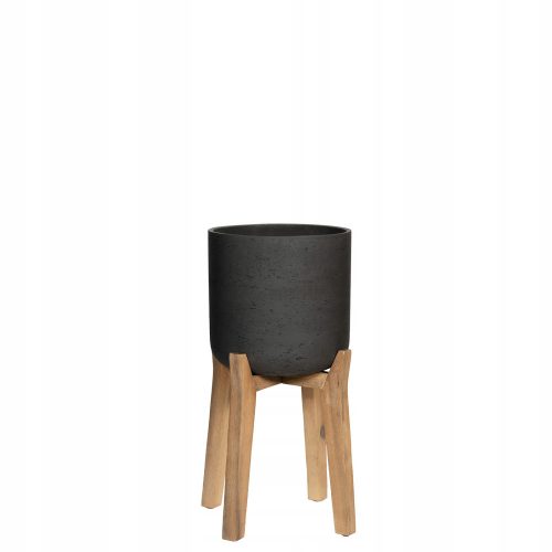 Töpfe und Pflanzgefäße für den Außenbereich und den Garten Töpfertöpfe 23 cm x 23 x 38 cm, Keramik schwarz, graphit