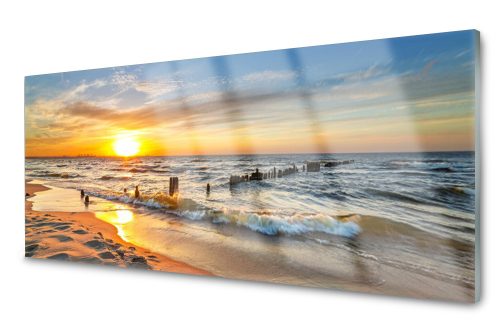 Bilder an der Wand Glasdruck Meer Sonnenuntergang Strand 125x50