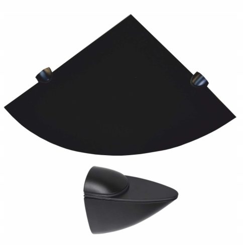 Badezimmerregale 25X25 SCHWARZES GLASREGAL, SCHWARZE ECKGRIFFE