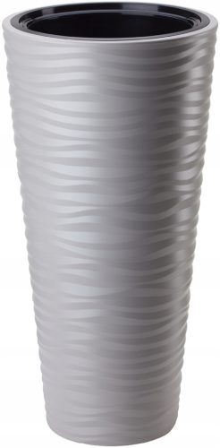  Form-Plastic-Blumentopf, 30 cm x 30 x 56 cm, Durchmesser 30 cm, Kunststofftöne in Grau und Silber