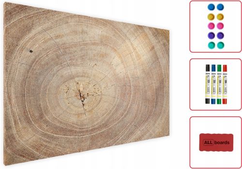 Magnettafel mit Touristenmagneten Allboards Magnettafel in Holzoptik 90x60 cm + Zubehör