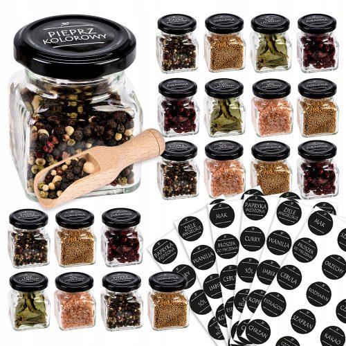 Honiggläser - Set Gläser mit Etiketten für Gewürze SuperBottles 120 ml, 20 Stück