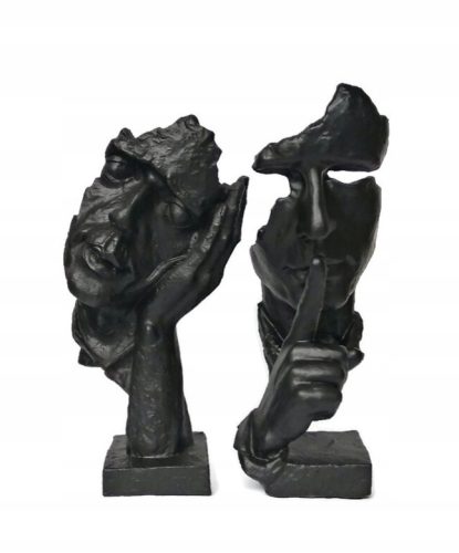 Dekorative Figuren und Skulpturen für zu Hause Skulptur Stille + Nachdenklichkeit. Set H-31 cm. Schwarz