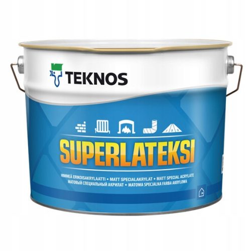 Acrylfarbe für Beton, Holz, Möbel, Metall, Wand Teknos 2,7 l, mattweiß