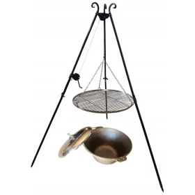    GRILL DREIBEIN LAGERFEUER EDELSTAHL GITTER KESSEL Grill über dem Lagerfeuer