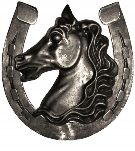 Stahlrosette Pferd im Hufeisendekor, geschmiedetes Ornament