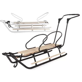    POLNISCHER robuster Schlitten mit hoher Rückenlehne + 2-FUNKTIONS-Wollschlafsack