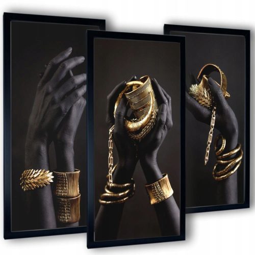  3 Gemälde für das Wohnzimmer, Poster, Rahmen, schwarze Hände, 99x63