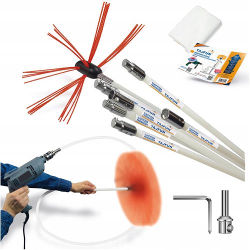 TAJFUN-KIT 8 MB REINIGUNG DES OFEN-KAMINKANALS MIT EINEM BOHRER VON UNTEN