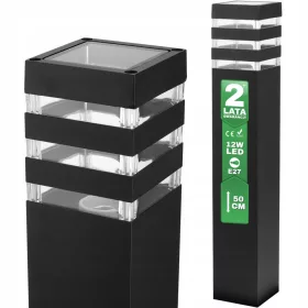  Quadratischer Lichtmast Lumiled E27 50 cm schwarz