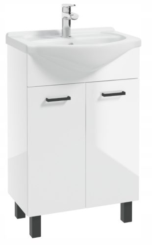 Hochglanzlackierter Standschrank mit Waschbecken 50 cm